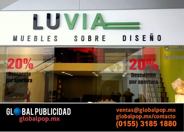 Imagen punto de venta, acrílico y vinil